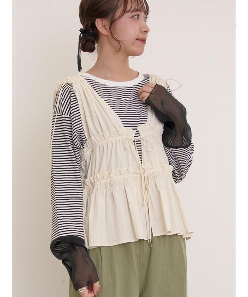 Samansa Mos2（サマンサ モスモス）の「袖切替シアーボーダーTシャツ（Tシャツ/カットソー・レディース・オレンジ/ブルー/グレー/ブラック・F）」の20枚目の写真