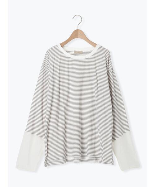 Samansa Mos2（サマンサ モスモス）の「袖切替シアーボーダーTシャツ（Tシャツ/カットソー・レディース・オレンジ/ブルー/グレー/ブラック・F）」の17枚目の写真