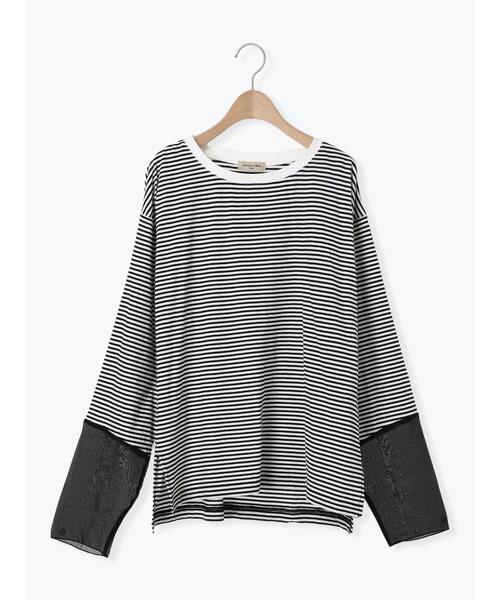 Samansa Mos2（サマンサ モスモス）の「袖切替シアーボーダーTシャツ（Tシャツ/カットソー・レディース・オレンジ/ブルー/グレー/ブラック・F）」の18枚目の写真