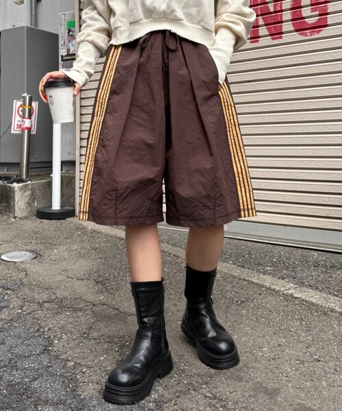 etsinta（エシンタ）の「【etsinta／エシンタ】リメイクジャージーハーフパンツ（その他パンツ・レディース・レッド/ブラウン/ブラック・ONE SIZE）」の3枚目の写真