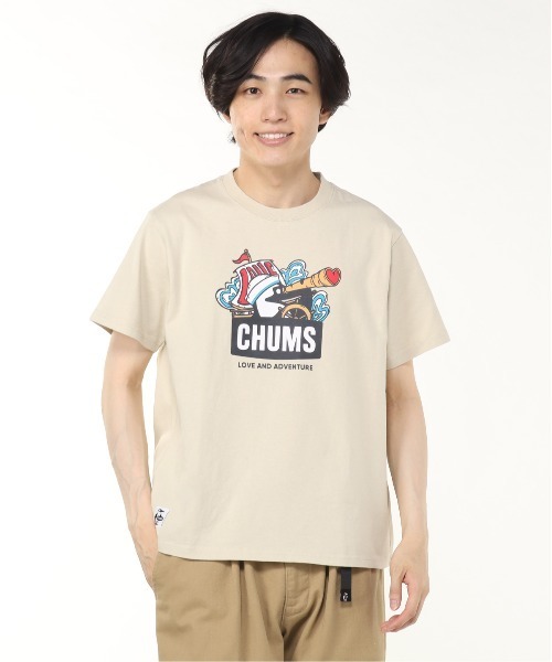 CHUMS（チャムス）の「CHUMS/チャムス 半袖Tシャツ フロントプリント CH01-2516（Tシャツ/カットソー・メンズ・ホワイト/ブラック/ライトベージュ/ミント・M/L/XL）」の3枚目の写真
