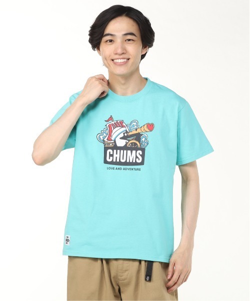 CHUMS（チャムス）の「CHUMS/チャムス 半袖Tシャツ フロントプリント CH01-2516（Tシャツ/カットソー・メンズ・ホワイト/ブラック/ライトベージュ/ミント・M/L/XL）」の21枚目の写真
