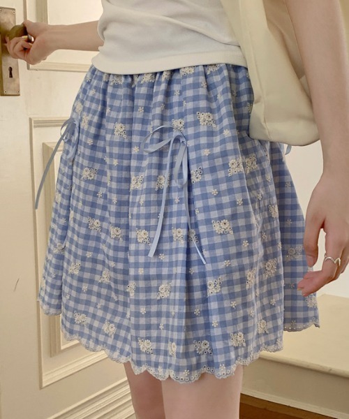 Teem Store(チームストア)の「【春夏新作】ギンガムチェックミニフレアスカート(スカート・レディース・ピンク/グリーン・F)」の16枚目の写真