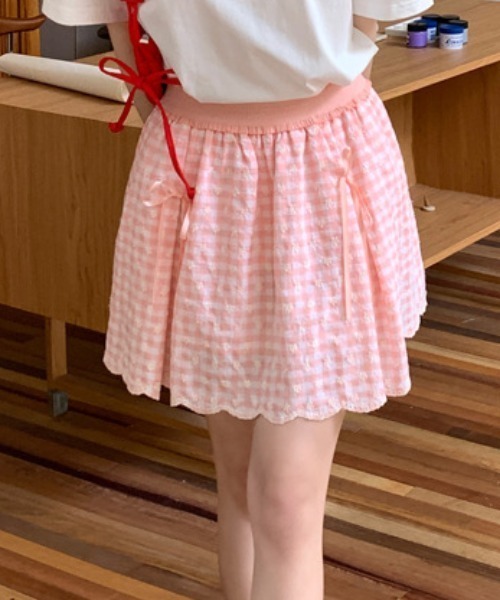 Teem Store(チームストア)の「【春夏新作】ギンガムチェックミニフレアスカート(スカート・レディース・ピンク/グリーン・F)」の10枚目の写真