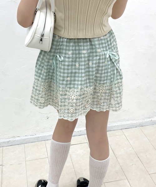 Teem Store(チームストア)の「【春夏新作】ギンガムチェックミニフレアスカート(スカート・レディース・ピンク/グリーン・F)」の21枚目の写真