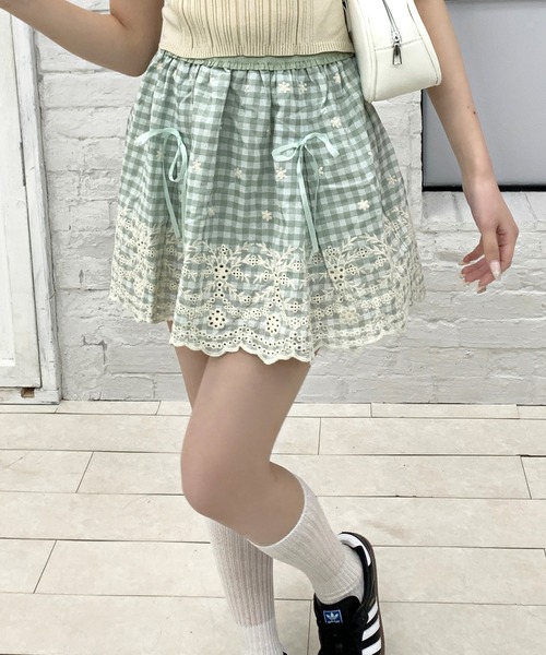 Teem Store(チームストア)の「【春夏新作】ギンガムチェックミニフレアスカート(スカート・レディース・ピンク/グリーン・F)」の17枚目の写真