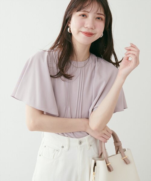 natural couture(ナチュラルクチュール)の「フレア袖ピンタックブラウス(シャツ/ブラウス・レディース・サックスブルー/ピンクベージュ/ミント/チャコールグレー/オフホワイト・FREE)」の13枚目の写真