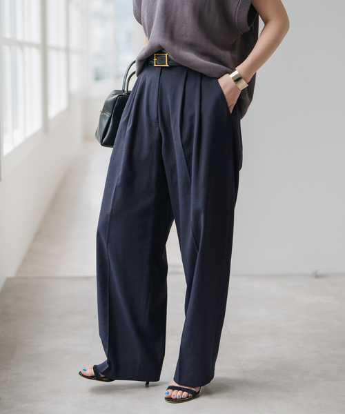 Spick & Span(スピックアンドスパン)の「《一部店舗+WEB限定》ドライオックスタックパンツ(その他パンツ・レディース・ベージュ/ネイビー/ピンク・36/38/40)」の2枚目の写真