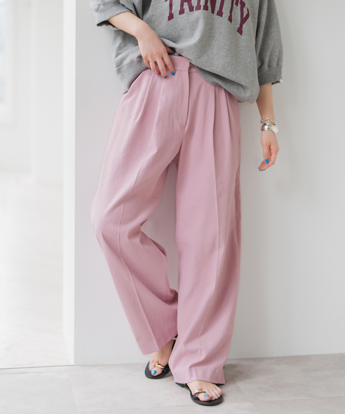 Spick & Span(スピックアンドスパン)の「《一部店舗+WEB限定》ドライオックスタックパンツ(その他パンツ・レディース・ベージュ/ネイビー/ピンク・36/38/40)」の3枚目の写真