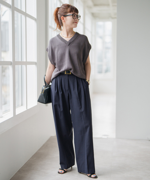 Spick & Span(スピックアンドスパン)の「《一部店舗+WEB限定》ドライオックスタックパンツ(その他パンツ・レディース・ベージュ/ネイビー/ピンク・36/38/40)」の5枚目の写真