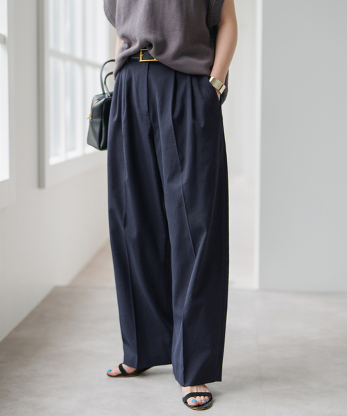 Spick & Span(スピックアンドスパン)の「《一部店舗+WEB限定》ドライオックスタックパンツ(その他パンツ・レディース・ベージュ/ネイビー/ピンク・36/38/40)」の14枚目の写真