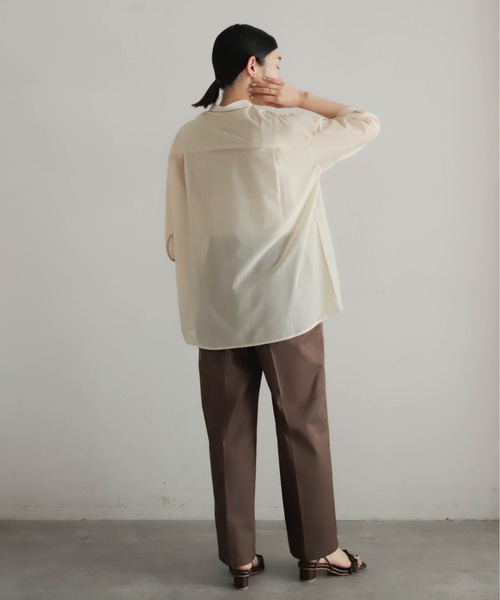 NOMBRE IMPAIR（ノンブルアンペール）の「シアーポリエステルスラブ　タック羽織シャツ（シャツ/ブラウス・レディース・オレンジ/キナリ・FREE）」の15枚目の写真