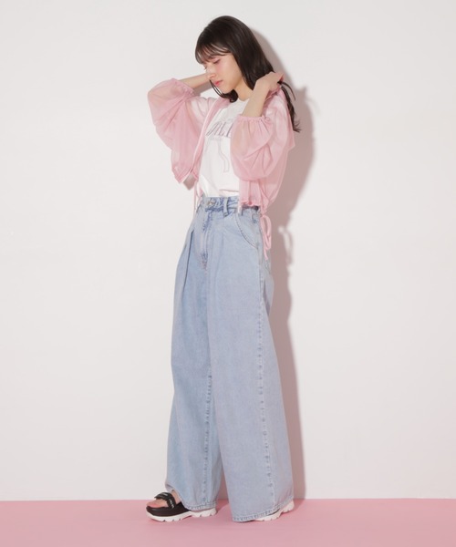 JILL by JILL STUART（ジルバイジルスチュアート）の「サイドリボンシアーパーカー（パーカー・レディース・ブラック/ピンク/ホワイト・FREE）」の9枚目の写真