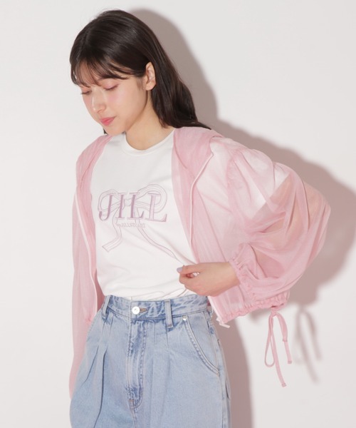 JILL by JILL STUART（ジルバイジルスチュアート）の「サイドリボンシアーパーカー（パーカー・レディース・ブラック/ピンク/ホワイト・FREE）」の6枚目の写真