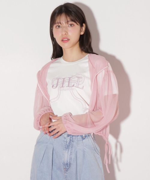 JILL by JILL STUART（ジルバイジルスチュアート）の「サイドリボンシアーパーカー（パーカー・レディース・ブラック/ピンク/ホワイト・FREE）」の7枚目の写真