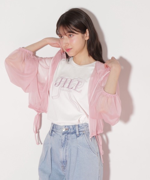 JILL by JILL STUART（ジルバイジルスチュアート）の「サイドリボンシアーパーカー（パーカー・レディース・ブラック/ピンク/ホワイト・FREE）」の5枚目の写真