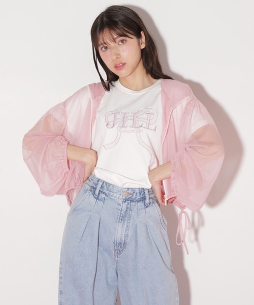 JILL by JILL STUART（ジルバイジルスチュアート）の「サイドリボンシアーパーカー（パーカー・レディース・ブラック/ピンク/ホワイト・FREE）」の4枚目の写真