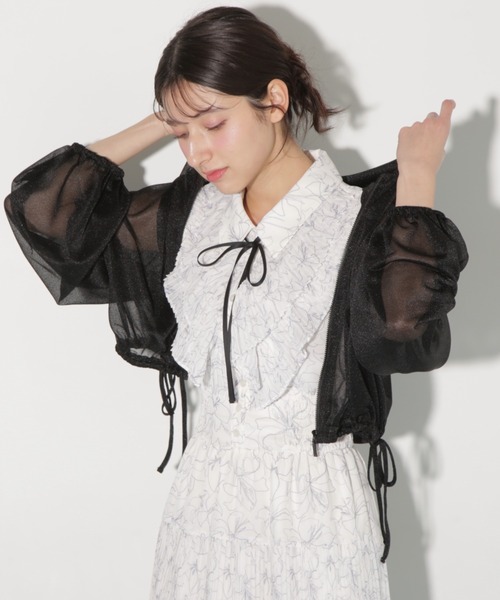 JILL by JILL STUART（ジルバイジルスチュアート）の「サイドリボンシアーパーカー（パーカー・レディース・ブラック/ピンク/ホワイト・FREE）」の17枚目の写真