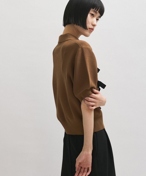 アダムエロペ　リボン付ニットポロシャツ セール】リボンポロニット（ポロシャツ）｜ADAM ET ROPE