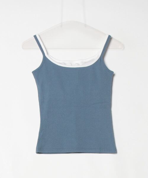 Per sist ence(パーシエンス)の「レイヤード風配色カップ付きキャミ(Tシャツ/カットソー・レディース・モカ/チャコールグレー/ブルー・ONE SIZE)」の12枚目の写真