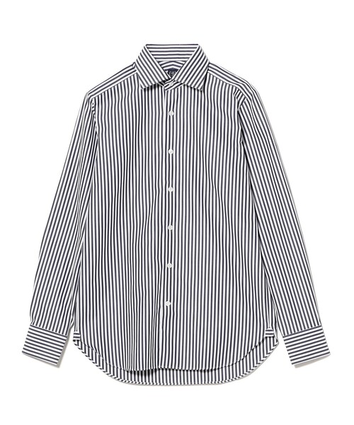BEAMS F（ビームスエフ）の「コットン ネイビー ロンドンストライプ ワイドカラーシャツ（シャツ/ブラウス・メンズ・ネイビー・37/38/39/40/41/42）」の4枚目の写真