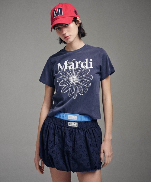 Mardi Mercredi(マルディメクルディ)の「SLIM TSHIRT FLOWERMARDI WASHING / スリム Tシャツ フラワーマルディ ウォッシング(Tシャツ/カットソー・レディース・チャコールグレー/パープル・FREE)」の7枚目の写真