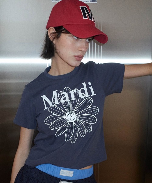 Mardi Mercredi(マルディメクルディ)の「SLIM TSHIRT FLOWERMARDI WASHING / スリム Tシャツ フラワーマルディ ウォッシング(Tシャツ/カットソー・レディース・チャコールグレー/パープル・FREE)」の8枚目の写真