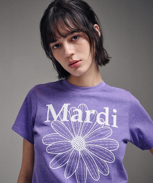 Mardi Mercredi(マルディメクルディ)の「SLIM TSHIRT FLOWERMARDI WASHING / スリム Tシャツ フラワーマルディ ウォッシング(Tシャツ/カットソー・レディース・チャコールグレー/パープル・FREE)」の13枚目の写真