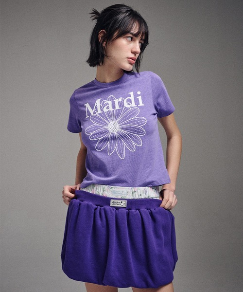 Mardi Mercredi(マルディメクルディ)の「SLIM TSHIRT FLOWERMARDI WASHING / スリム Tシャツ フラワーマルディ ウォッシング(Tシャツ/カットソー・レディース・チャコールグレー/パープル・FREE)」の14枚目の写真