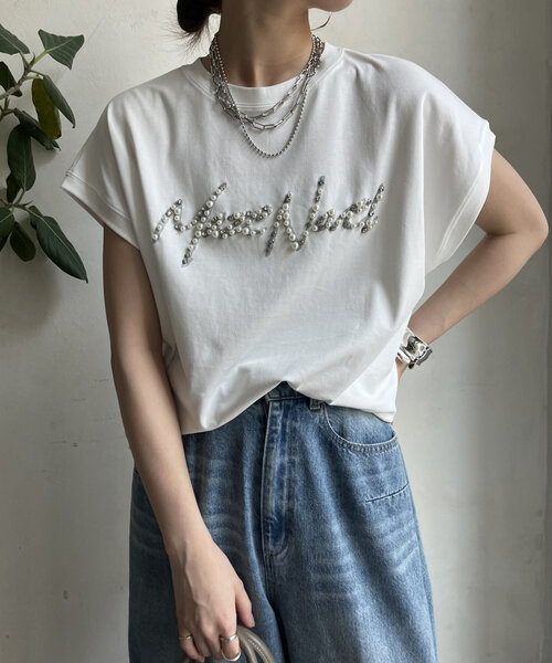 DouDou（ドゥドゥ）の「【WEB限定】ビジューロゴTEE（Tシャツ/カットソー・レディース・オフホワイト/グレー/ブラック・FREE）」の10枚目の写真