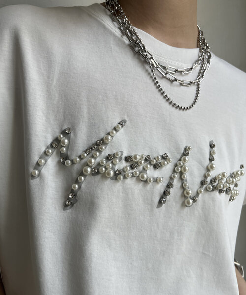 DouDou（ドゥドゥ）の「【WEB限定】ビジューロゴTEE（Tシャツ/カットソー・レディース・オフホワイト/グレー/ブラック・FREE）」の12枚目の写真