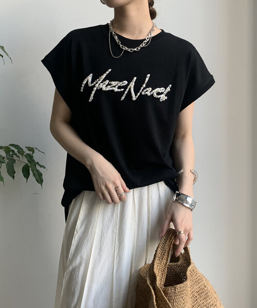 DouDou（ドゥドゥ）の「【WEB限定】ビジューロゴTEE（Tシャツ/カットソー・レディース・オフホワイト/グレー/ブラック・FREE）」の18枚目の写真