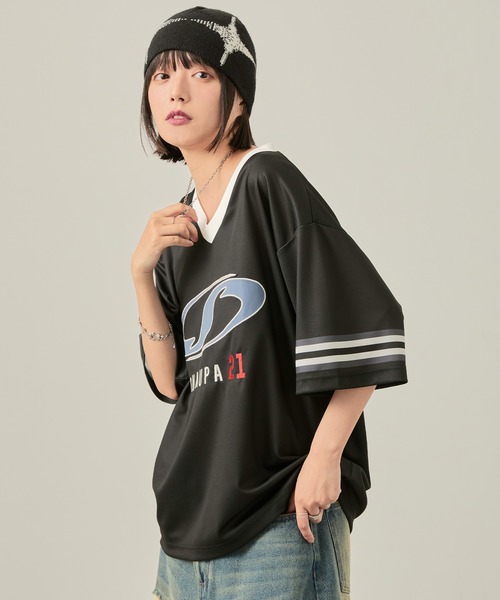Snap club(スナップクラブ)の「【Snap club】ゲームデザインロゴ刺繍ホッケーTシャツ(Tシャツ/カットソー・レディース・ブラック/ネイビー・M/L)」の8枚目の写真