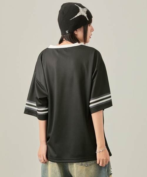 Snap club(スナップクラブ)の「【Snap club】ゲームデザインロゴ刺繍ホッケーTシャツ(Tシャツ/カットソー・レディース・ブラック/ネイビー・M/L)」の9枚目の写真