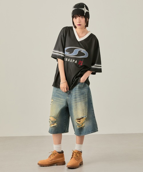 Snap club(スナップクラブ)の「【Snap club】ゲームデザインロゴ刺繍ホッケーTシャツ(Tシャツ/カットソー・レディース・ブラック/ネイビー・M/L)」の12枚目の写真