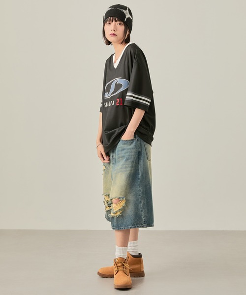 Snap club(スナップクラブ)の「【Snap club】ゲームデザインロゴ刺繍ホッケーTシャツ(Tシャツ/カットソー・レディース・ブラック/ネイビー・M/L)」の13枚目の写真