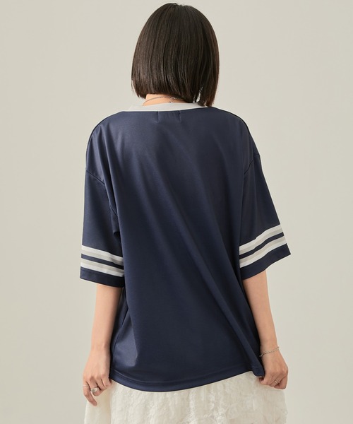 Snap club(スナップクラブ)の「【Snap club】ゲームデザインロゴ刺繍ホッケーTシャツ(Tシャツ/カットソー・レディース・ブラック/ネイビー・M/L)」の19枚目の写真