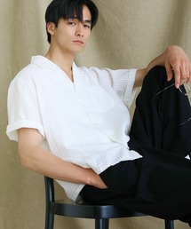 VERON（ヴァロン）の「日本製レノクロス（からみ織）オープンカラー半袖シャツ（シャツ/ブラウス）」