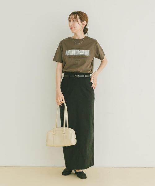 ITEMS URBANRESEARCH(アイテムズ アーバンリサーチ)の「ベルト付きストレッチスカート(スカート・レディース・ブラック/キャメル・FREE)」の6枚目の写真