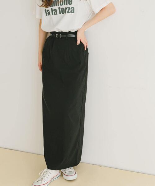 ITEMS URBANRESEARCH(アイテムズ アーバンリサーチ)の「ベルト付きストレッチスカート(スカート・レディース・ブラック/キャメル・FREE)」の7枚目の写真