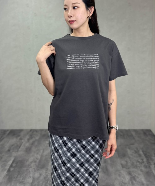 ♥IENA♥ イエナ 英字プリント Tシャツ 綿100% 日本製 IENA｜イエナのTシャツ／カットソー（レディース）の公式通販