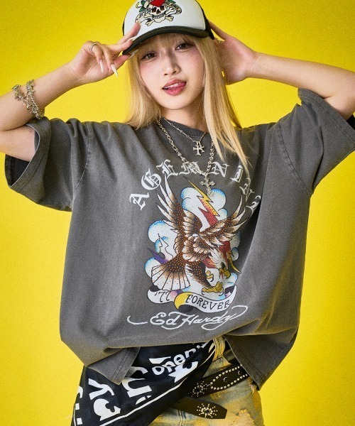 A'GEM/9 × .kom 『A'GEM/9/エージェムナイン』 Ed Hardy半袖Tシャツ（T