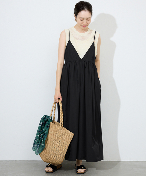定番！人気！スローブイエナ タフタギャザーキャミワンピース SLOBE IENA（スローブイエナ）の「タフタ ギャザーキャミ