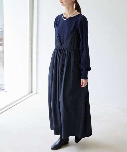 WEB限定/追加》タフタギャザーキャミワンピース（ワンピース）｜SLOBE