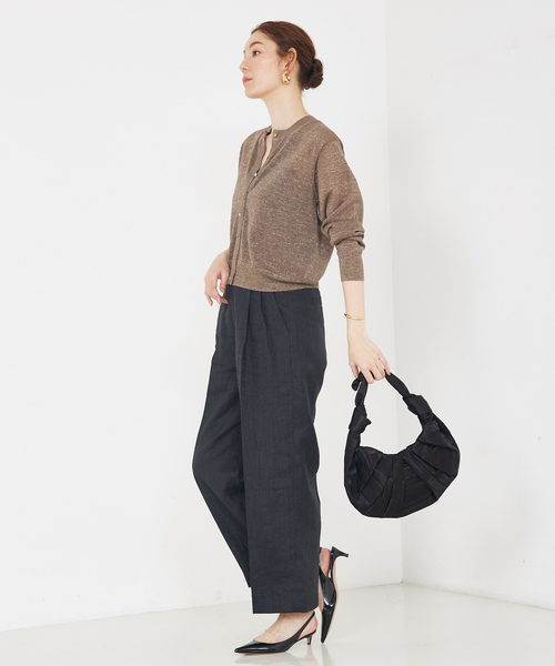 qualite(カリテ)の「【夏の羽織りアイテム◎】ラメハイゲージニットカーデ/夏服/オフィスカジュアル(カーディガン/ボレロ・レディース・ブラック/シルバー/ゴールド/ブラウン・フリー)」の16枚目の写真