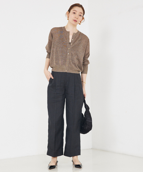 qualite(カリテ)の「【夏の羽織りアイテム◎】ラメハイゲージニットカーデ/夏服/オフィスカジュアル(カーディガン/ボレロ・レディース・ブラック/シルバー/ゴールド/ブラウン・フリー)」の15枚目の写真