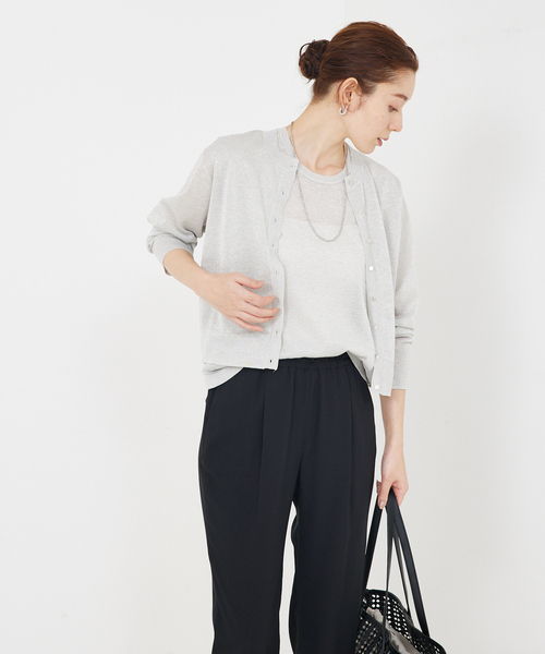 qualite(カリテ)の「【夏の羽織りアイテム◎】ラメハイゲージニットカーデ/夏服/オフィスカジュアル(カーディガン/ボレロ・レディース・ブラック/シルバー/ゴールド/ブラウン・フリー)」の13枚目の写真