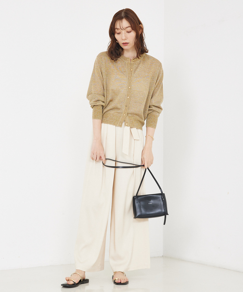 qualite(カリテ)の「【夏の羽織りアイテム◎】ラメハイゲージニットカーデ/夏服/オフィスカジュアル(カーディガン/ボレロ・レディース・ブラック/シルバー/ゴールド/ブラウン・フリー)」の8枚目の写真