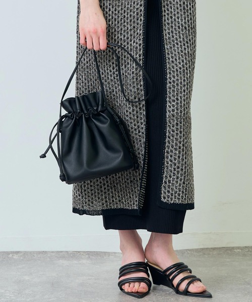 Settimissimo（セッティミッシモ）の「2WAY巾着ショルダーバッグ（ショルダーバッグ・レディース・ブラック系その他/ブラック/アイボリー・FREE）」の7枚目の写真