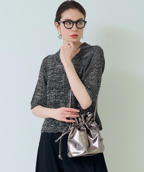 Settimissimo（セッティミッシモ）の「2WAY巾着ショルダーバッグ（ショルダーバッグ・レディース・ブラック系その他/ブラック/アイボリー・FREE）」の8枚目の写真